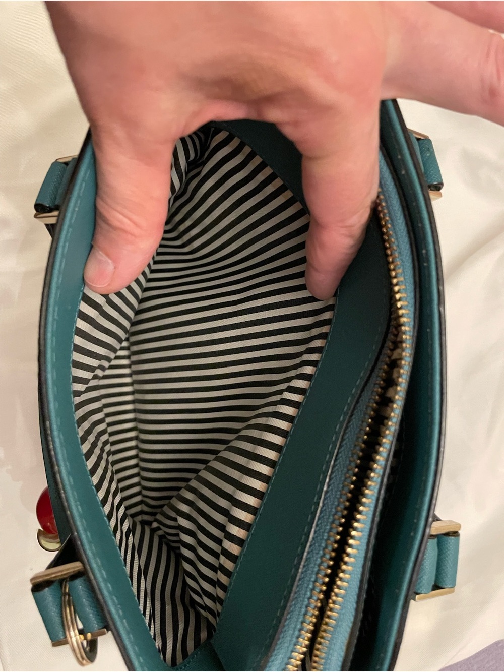 kate spade Teal Dome Satchel with Cherry Charm - Picture 5 of 12